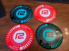 RADIO RACELINE DEALER STICKERS X 4 2 RED 2 BLACK 130mm