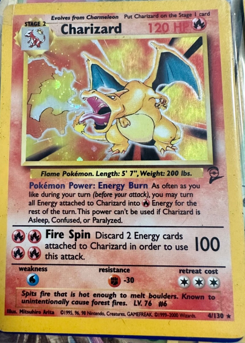 Pokémon Cards, Nintendo, Orange Charizard, slightly used normal size