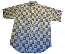 Vtg mens Bugle Boy s/s summer cotton nautical button-up size M VG-MINT