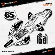 Black & White Slick Racing Graphics Kit fits 09-15 KTM 65sx 65 sx Decal Sticker