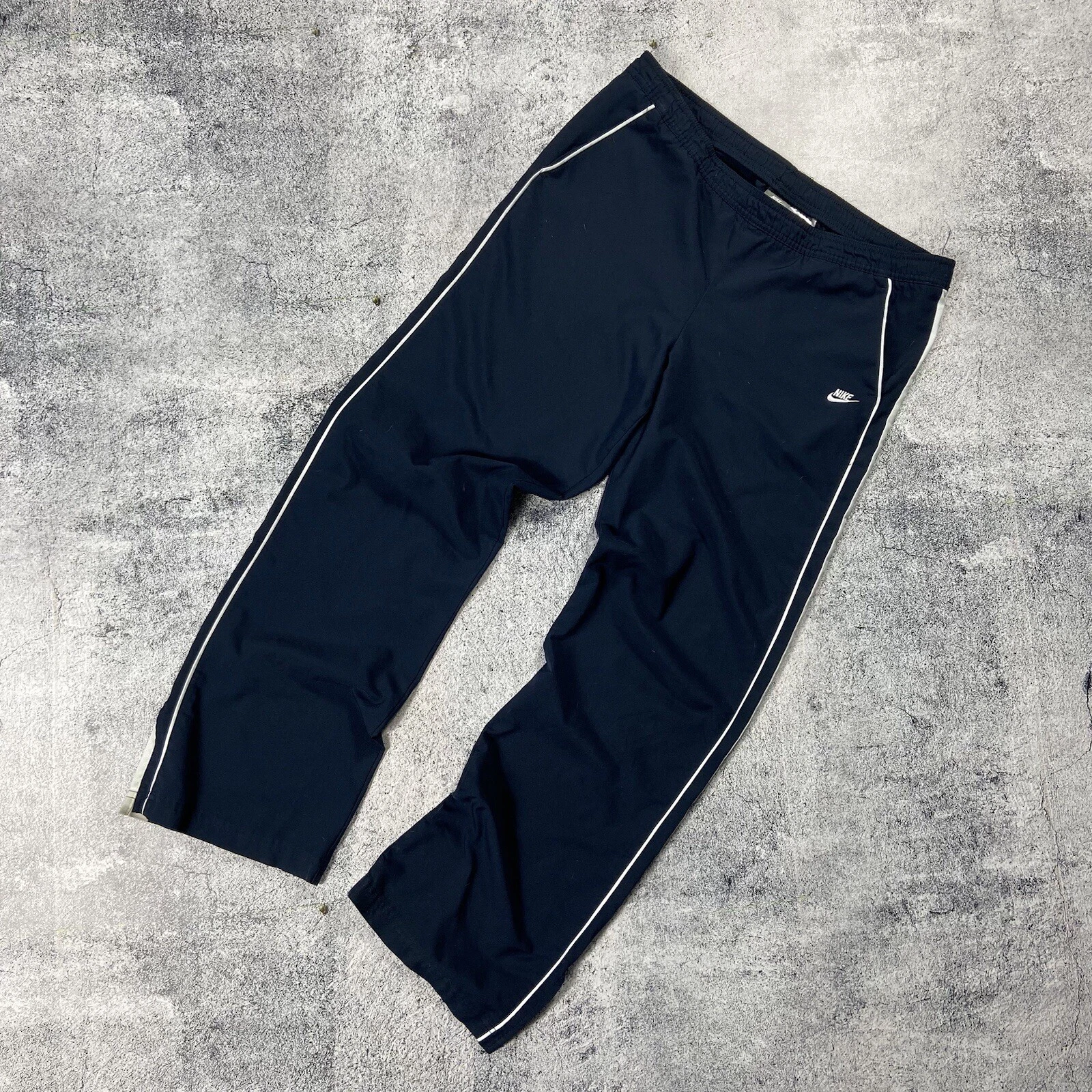 Vintage Nike Track Pants Nylon Windbreaker Navy Blue size XL 90s
