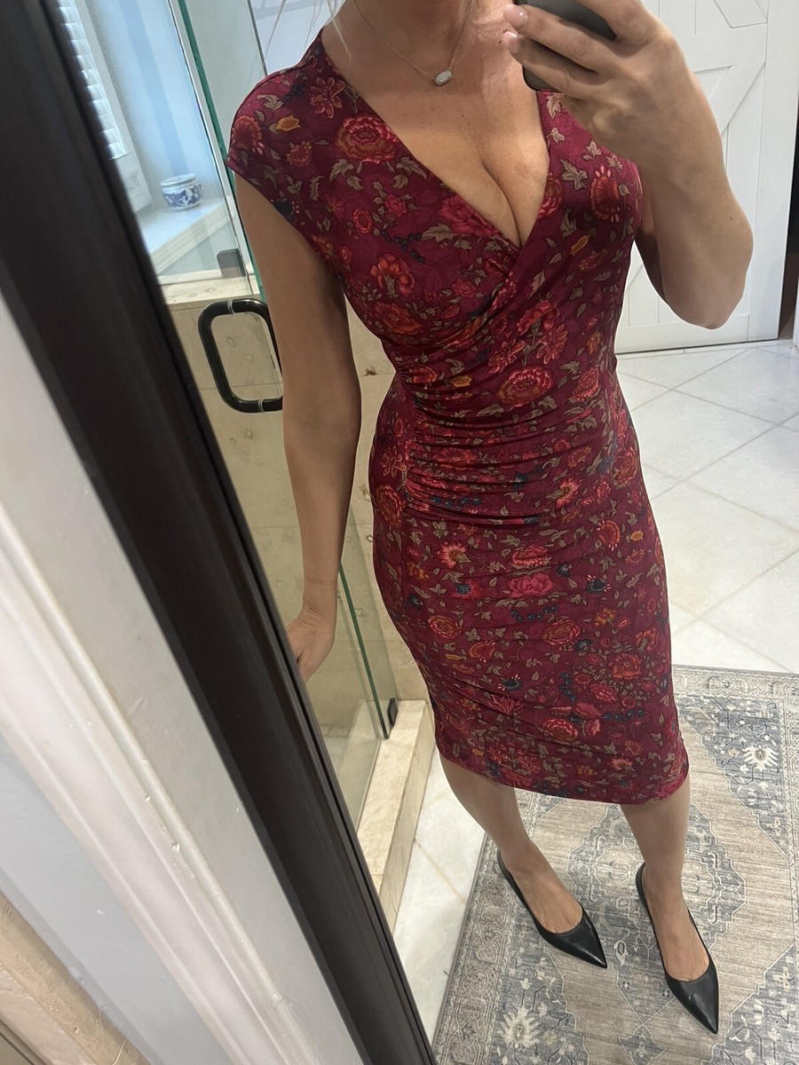 lauren ralph lauren floral ruched jersey dress Red Purple Social S Small $134 S Asian Florals girls boutique white dress