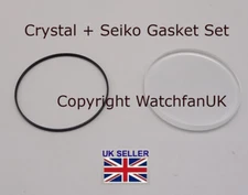 Crystal and Gasket Set For Seiko 5M62-0A19 5M62-0A10 Kinetic Diver Watches