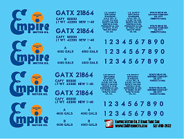 HO Scale - Empire Motor Oil 2 Dome Tank Car Decals