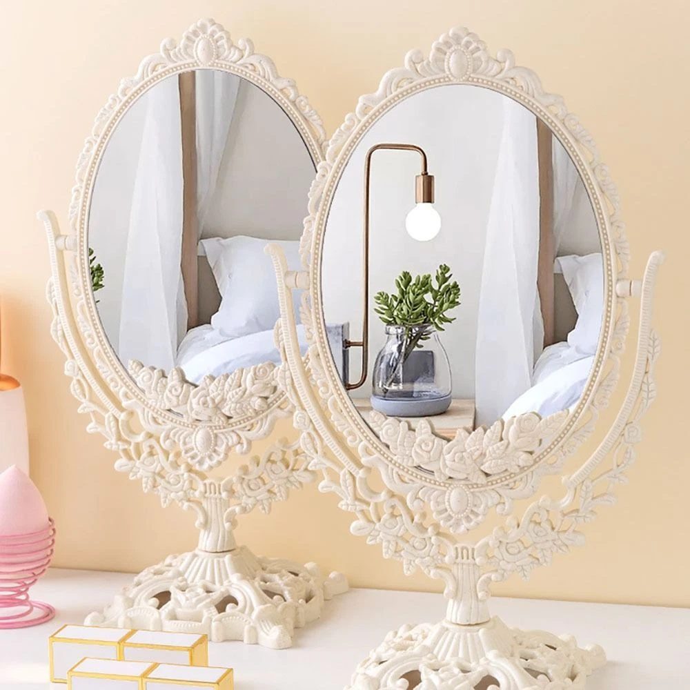 Retro Makeup Mirror Adjustable Desktop Mirror Double Sided Mirror