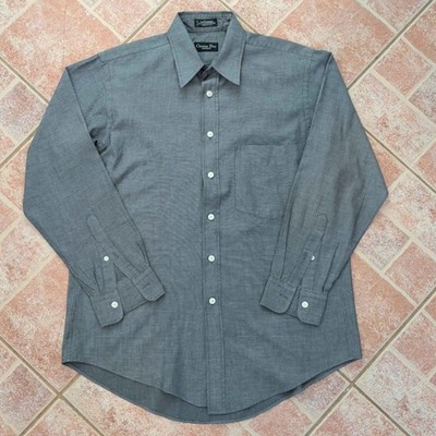 Christian Dior Button Down Shirt Mens 15.5 33 Gray Le Chemise Vintage USA Made