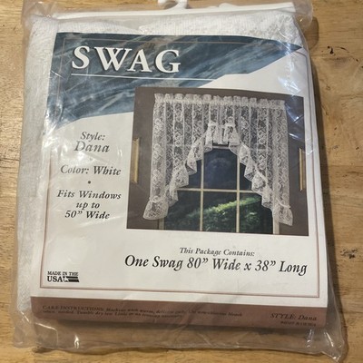 New SWAG Style Dana window curtain in white 80 W-38 L
