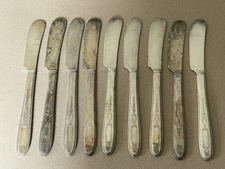 Set Of 9 Individual BUTTER Spreaders Oneida Community GROSVENOR Silverplate 1921