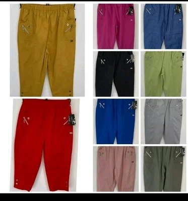 Ladies CHERRY BERRY CAPRI TROUSERS Women's Cropped 3/4 Elasticated Summer Pants