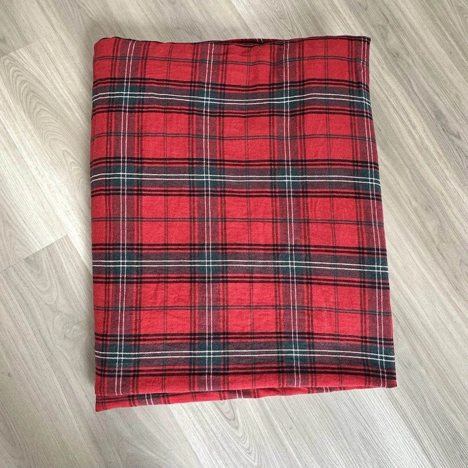 Williams Sonoma Linen Blend Duvet King Size Red Tartan Plaid NO INSERT  - Image 2 of 4