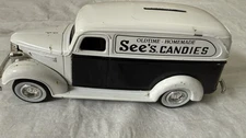 SEE’S CANDIES DIECAST 1938 CHEVY PANEL TRUCK BANK Missing Cover