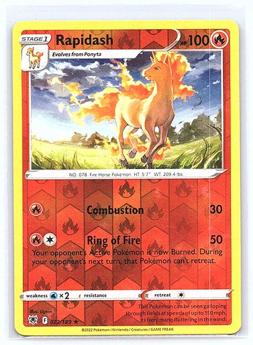 RAPIDASH 022/189 REVERSE HOLO ASTRAL RADIANCE POKEMON TCG CARD