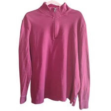 Chaps Men's Red Quarter Zip Sweater XL Pullover Cotton Knit Classic Fit
