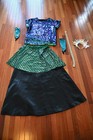 Dark Sea Siren Mermaid Women Outfit Costume Sz XL Sequins Vintage Belt Skirt Top — photo 2