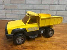 Vintage Tonka 13.5" Yellow Toy Dump Truck Pressed Steel Toy Plastic Tires