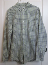 JCP Green/White/Black Check Button Down Shirt Mens L Chest 44 80's 2 Ply 35133