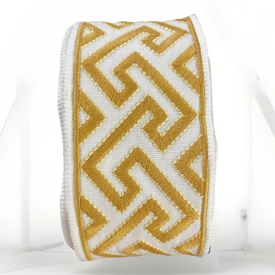 Brunschwig & Fils Designer Trim Gold Greek Key 2.37”W x 5yd 8” Border Fabric - Image 2 of 4