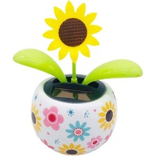 Sunflower Solar Dancing Flower 5 Inches Tall, Yellow and Grren