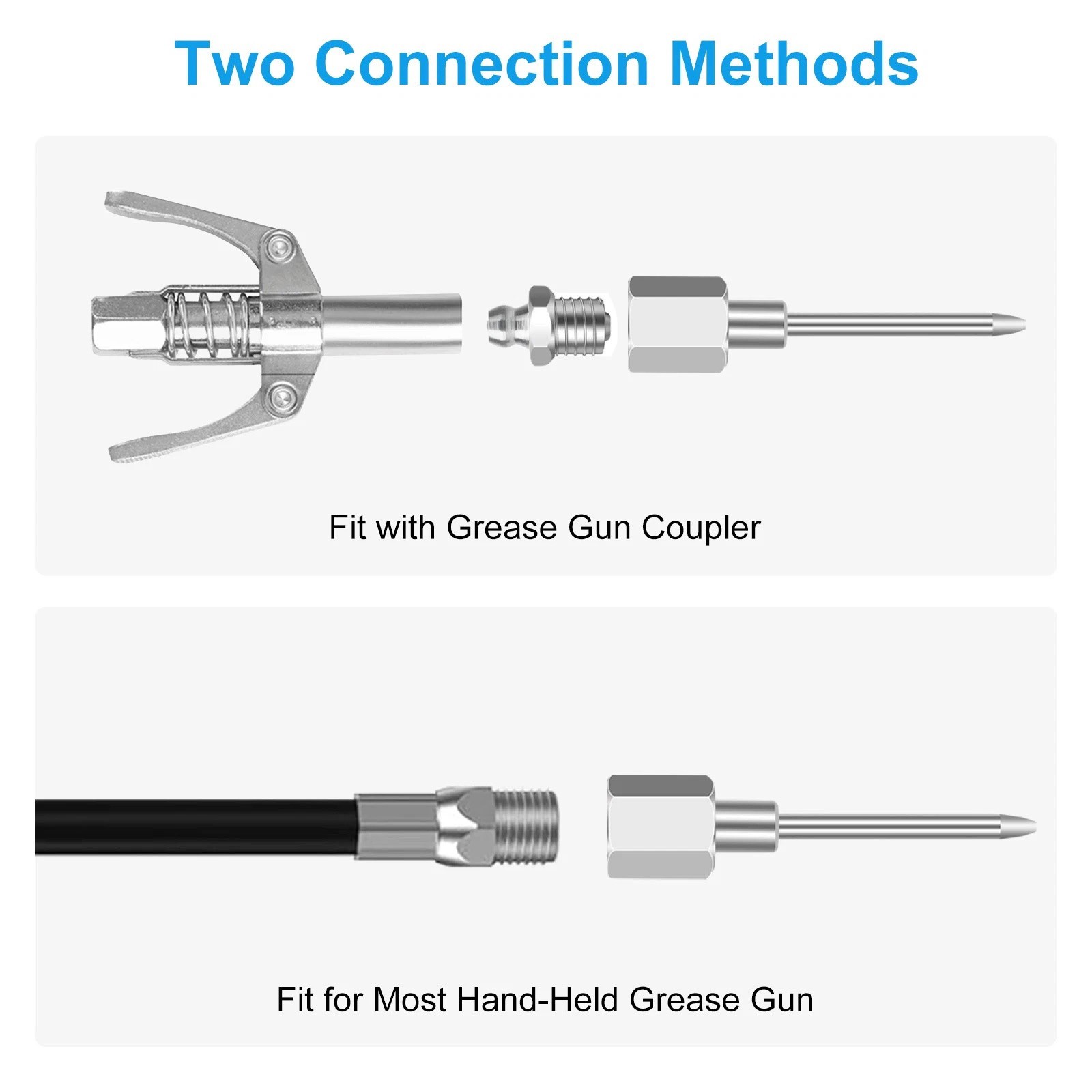 Grease Gun Accessory Kit 7pcs with Needle Nozzles Rubber Tip and Elbow Adapter