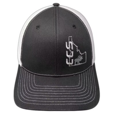 Richardson Trucker Hat Black White OS Idaho State ECS Elk Mesh Back Adjustable