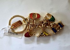 COACH Coach Keyring Multi Mix Bag Charm Gold Multi