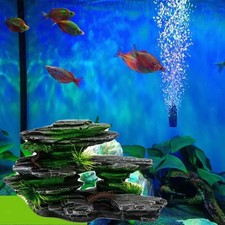 Aquarium Decoration with Grass Resin Desktop Fish Tank Landscaping Rockery