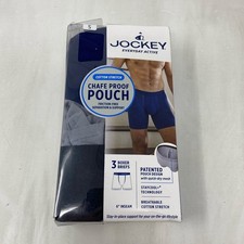Jockey Men  s Chafe Proof 6" Boxer Brief 3pk S Midnight/Grey/Black Out