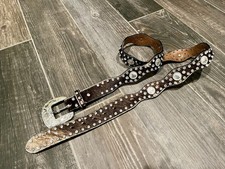 Nocona Women Hair On Hide Rhinestone Studded Leather Belt XL N3441102 Western
