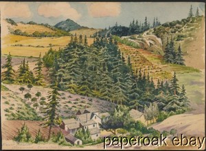 Original ca1890's Mount Pleasant Glenwood, Santa Cruz Co., California Watercolor