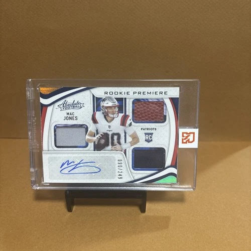 MAC JONES 2021 ABSOLUTE RPA ROOKIE PREMIERE TRIPLE PATCH RC AUTO /249 Q5159