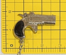 Vintage VICTORY Toy Cap Gun Pistol Keychain Silver Tone W Black Handle