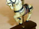 Impulse Giftware Ceramic Carousel Horse Black Saddle dark wood base brass pole — photo 7