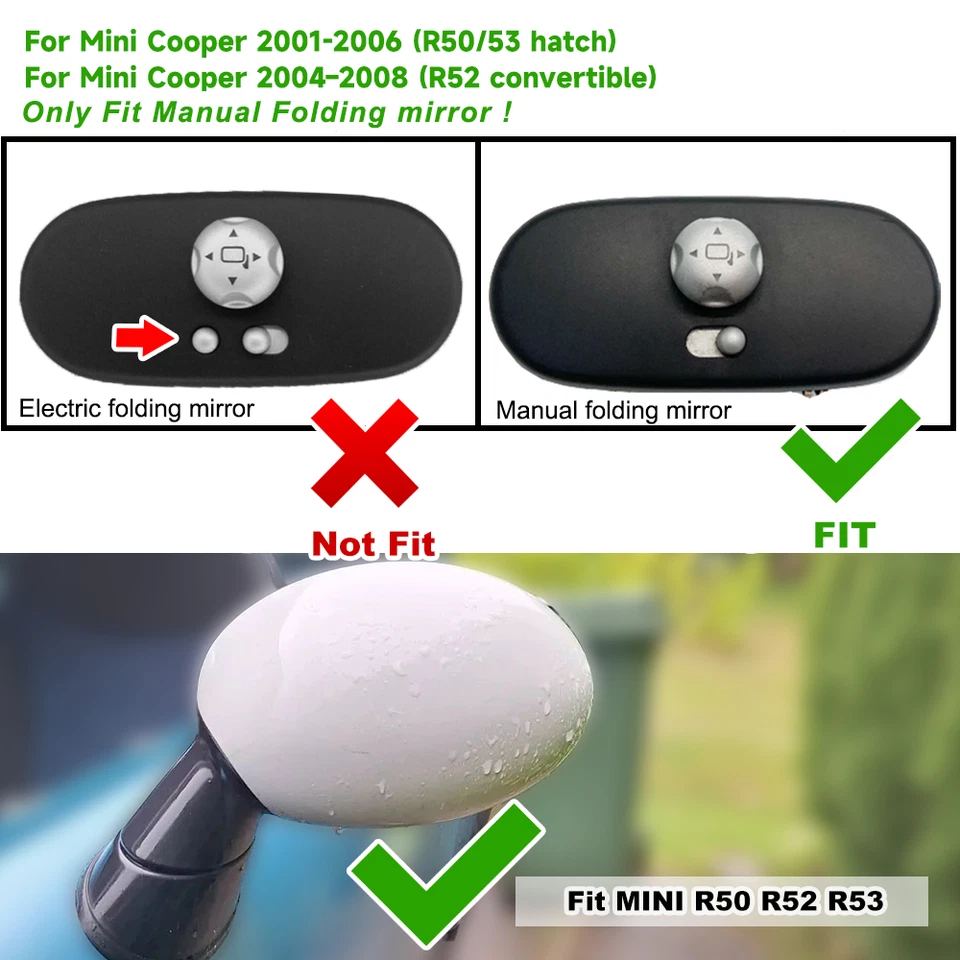 1 paio calotte specchietti retrovisori manuali Union Jack per MINI Cooper R50 R52 R53 2000-2008 - Immagine 2 di 4