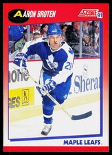 Aaron Broten, 1991-92 Score Canadian Bilengual, #250, Toronto Maple Leafs,