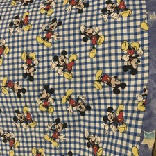 Vtg Disney Baby Quilted Crib Blanket Mickey Mouse-reversible