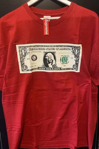 Tee shirt Supreme Dollar FW17 rouge XL Xtra Large BNWT neuf avec étiquettes rare