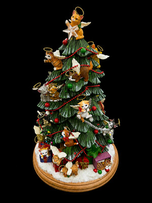 Weihnachtsbaum mit Engel-Kätzchen   Limitierte Sammleredition Bradford Exchange