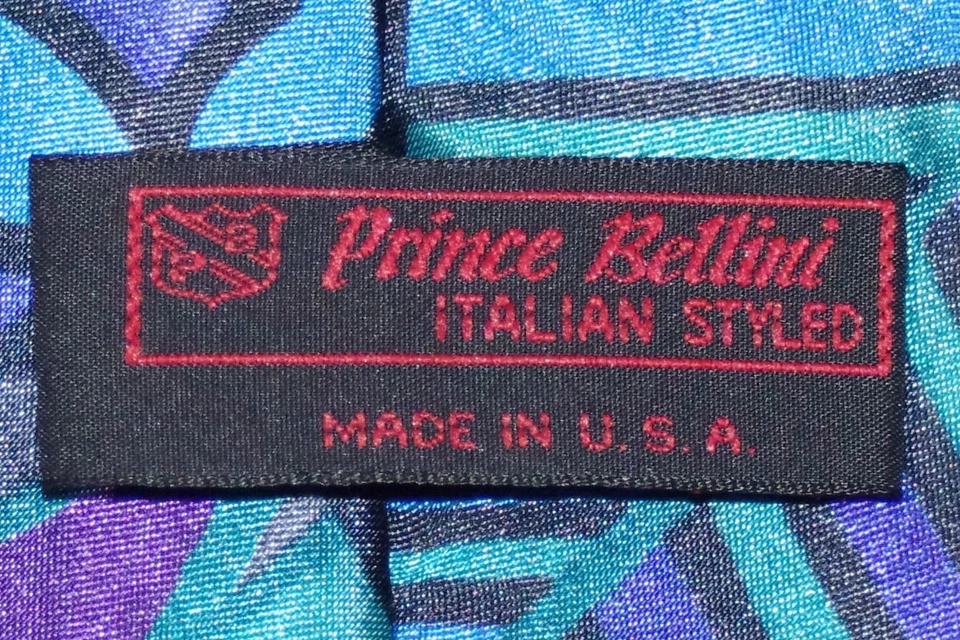 Corbata de seda vintage Prince Bellini años 80 90 EE. UU. abstracta azul real púrpura Foto 2 de 3