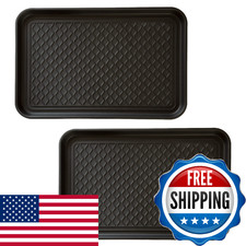 Stalwart All-Weather Boot Tray Indoor Outdoor Doormat 2 Pack Medium Black