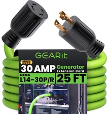 30-Amp Generator Extension Cord (25 Feet) 4-Prong 120/250-Volt 7500W, NEMA L14-3