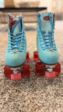 VNLA Parfait Women's Quad Roller Skates Size 7 Blue/Teal with Red Wheels