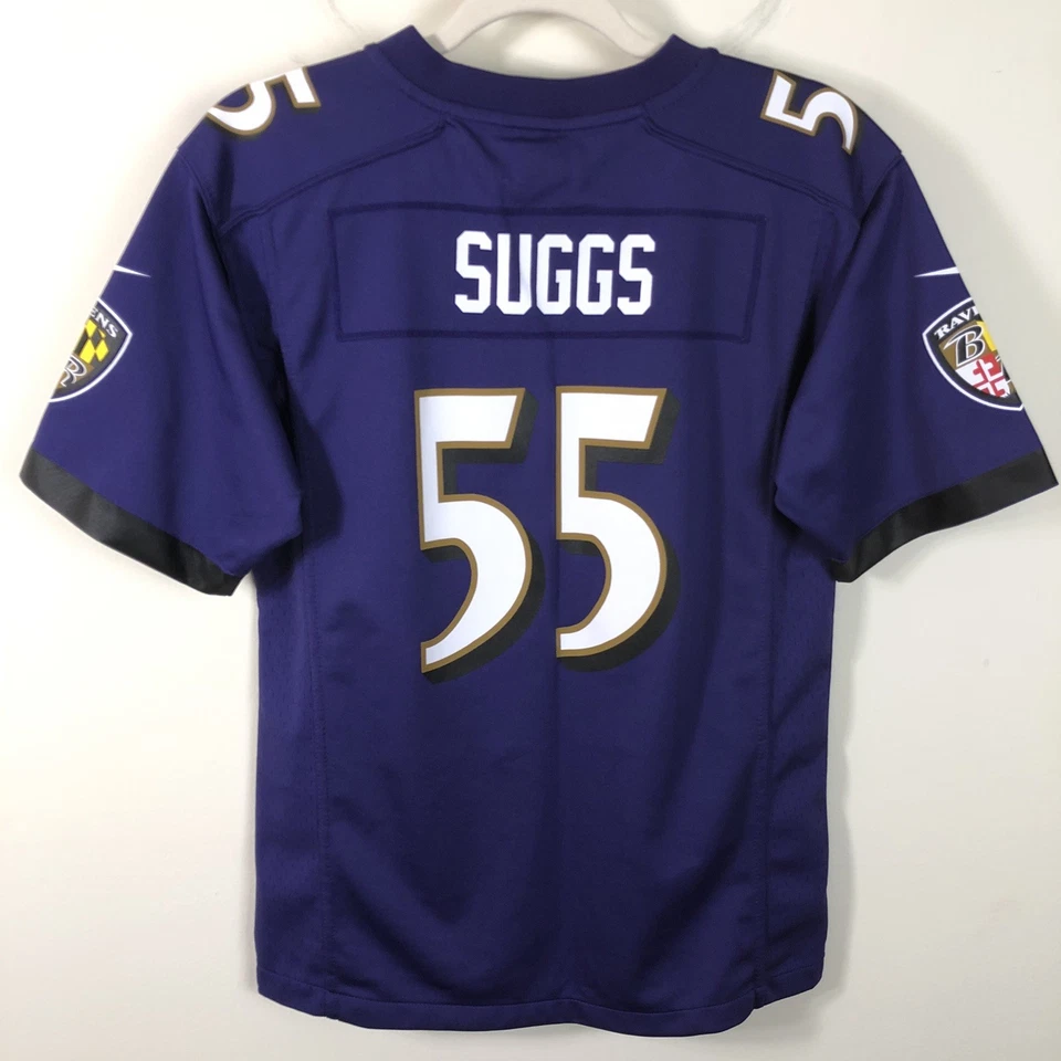 Camiseta deportiva juvenil Baltimore Ravens Nike Terrell Suggs #55 NFL On Field L 14-16 púrpura Foto 2 de 4