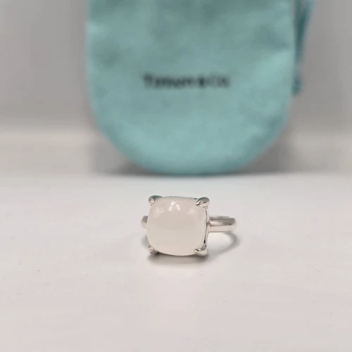 Tiffany & Co. Paloma Picasso Silver Moonstone Sugar Stack Cushion Band Ring 6