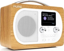 Pure Evoke H4 Portable FM/DAB Digital Radio - Alarm, Snooze, Bluetooth - OAK