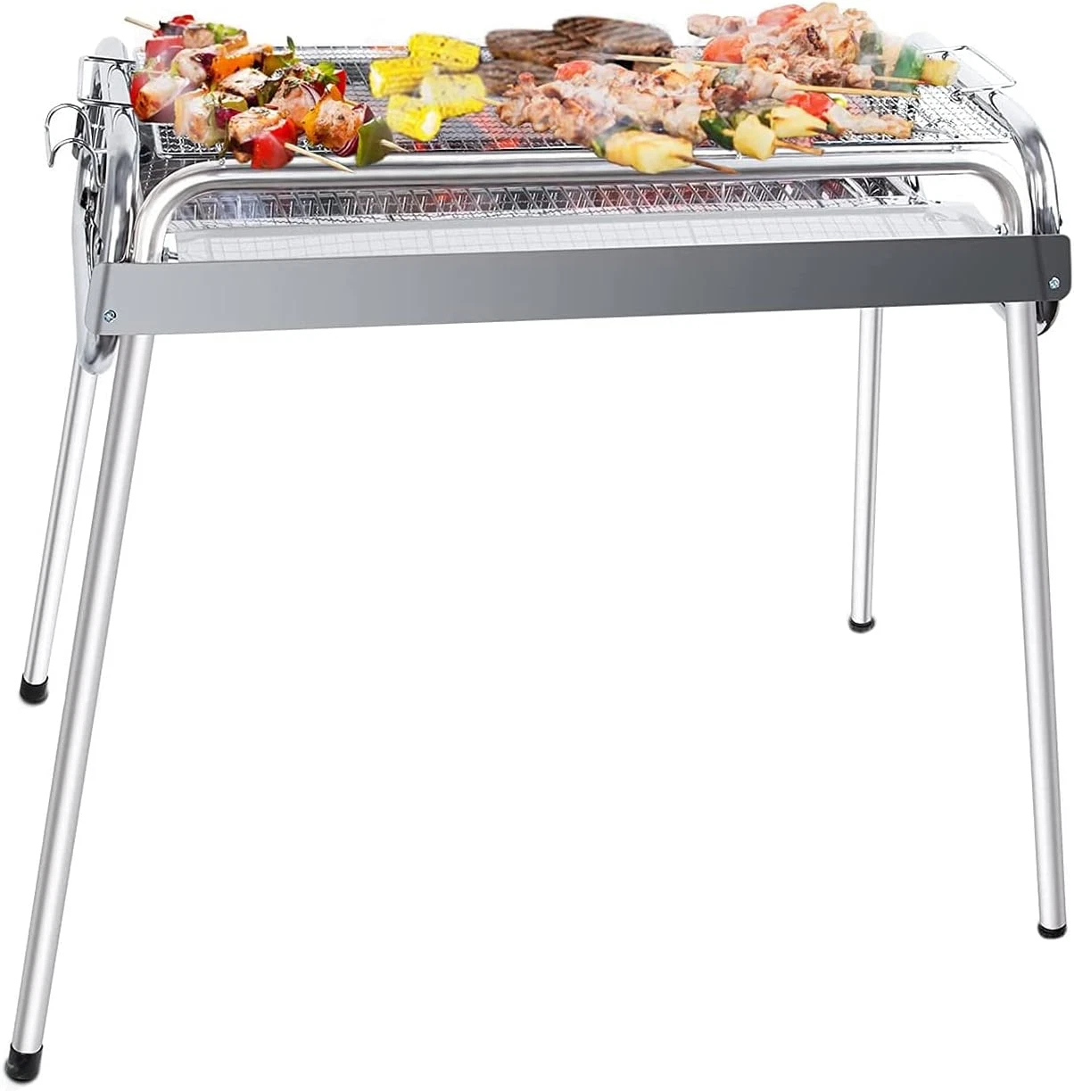 BBQ Charcoal Grill Foldable Barbecue Stove Portable Yard Cooker Stainless Steel