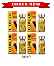 Dabur Clove Oil Toothache Oral Pain Relief Tooth Care 2ml (4 Bottles) Free Ship