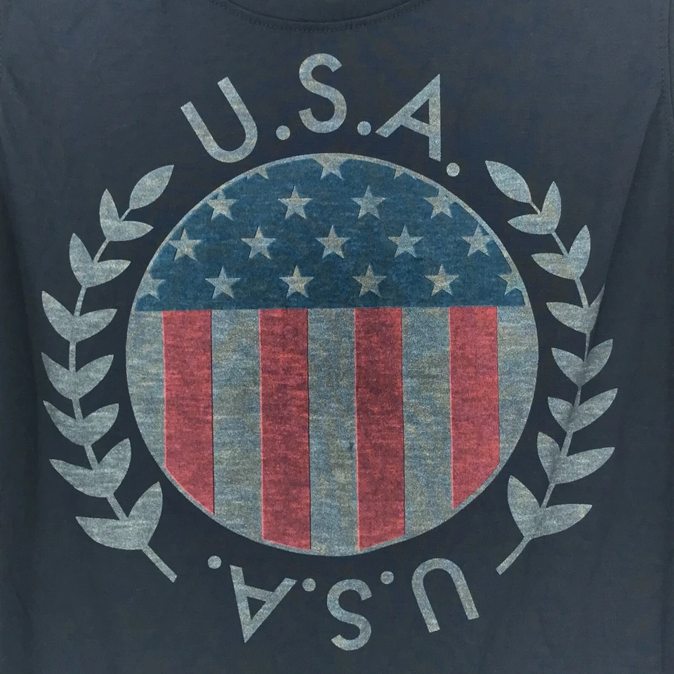 Camisa LOL Vintage Mujer Grande Azul Camiseta sin Mangas Pullover Patriótica Bandera de EE. UU. Corona Foto 4 de 4