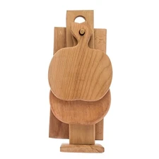 SET OF 4 WOODEN KITCHEN CUTTING BOARDS ON A STAND