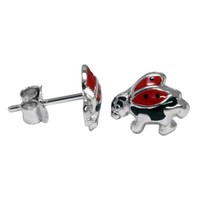 1 Paar Kinderohrstecker Ohrringe Fliegender MarienkäFer 925 Sterling Silber