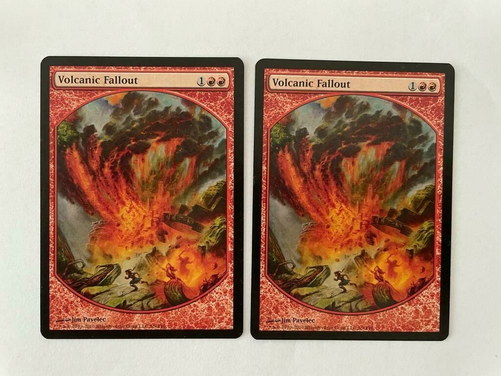 MTG 2X PROMO DCI VOLCANIC FALLOUT NM TEXTLESS MAGIC THE GATHERING